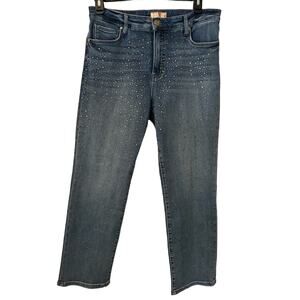 Kut from the Kloth Reese high rise fab ab ankle straight leg Size 14 gold embel